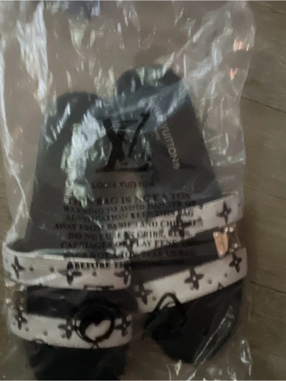 Louis Vuitton Black and White Monogram Slide Mules